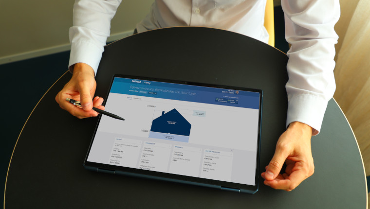 Credy Kreditplattform - Dashboard auf einem Tablet